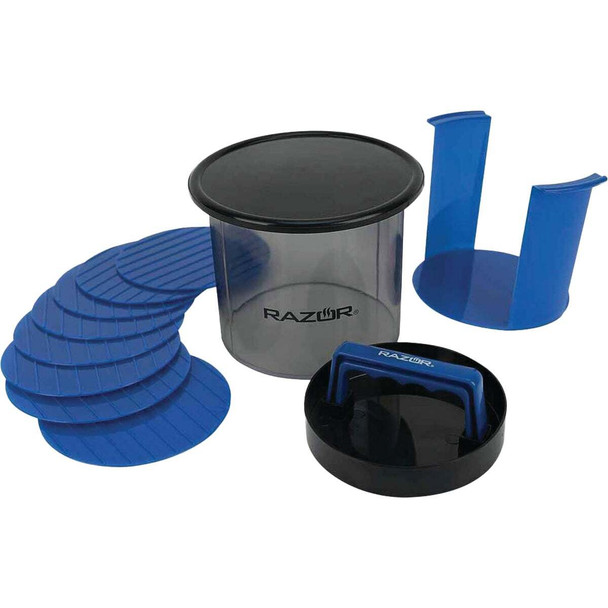 Mr. Bar-B-Q Razor 6 In. Burger Press Caddy (12-Piece) 08809RZ