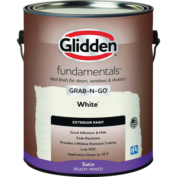 Glidden Fundamentals Exterior Grab-N-Go White Satin Gallon GLFEXT20WH/01