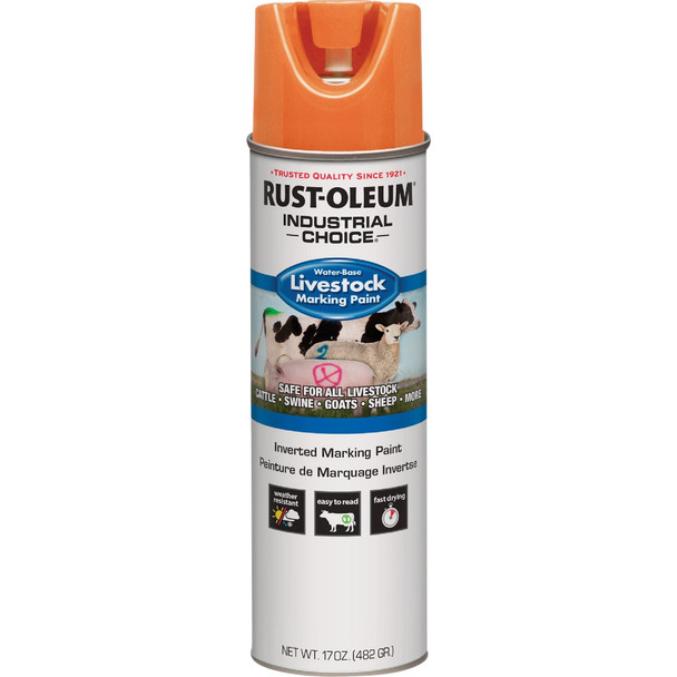 Rust-Oleum Industrial Choice 17 Oz. Fluorescent Orange Livestock Marking Paint