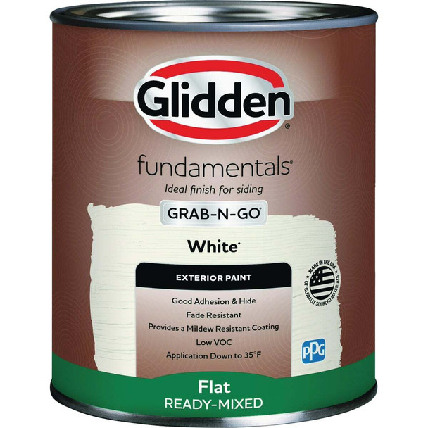Glidden Fundamentals Exterior Grab-N-Go White Flat Quart GLFEXT10WH/04