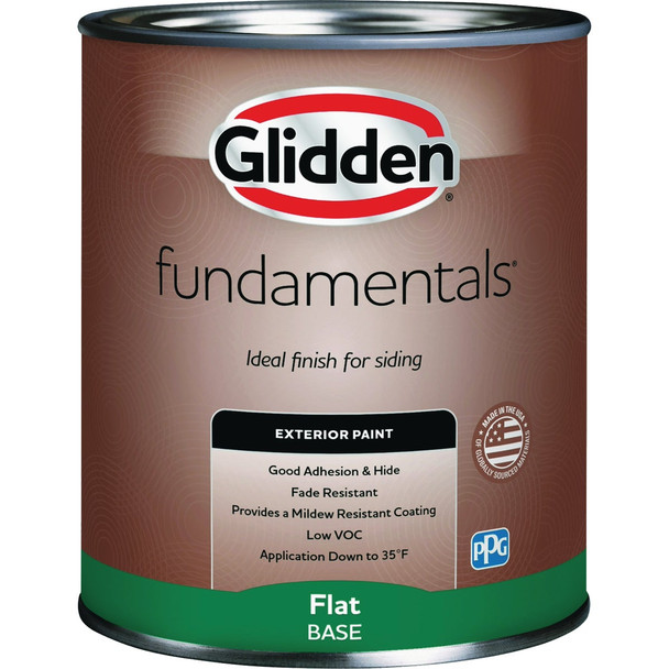 Glidden Fundamentals Exterior Paint Flat White Pastel Base Quart GLFEXT10B1/04