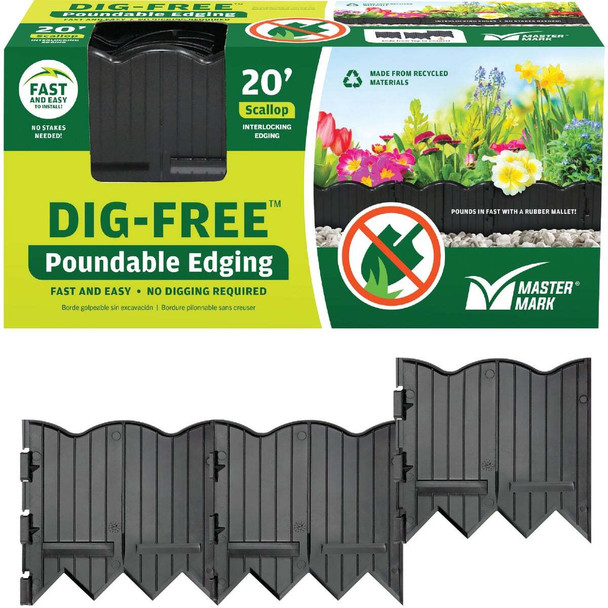 Master Mark Dig-Free 6 In. H. x 20 Ft. L. Black Poundable Lawn Edging 97220