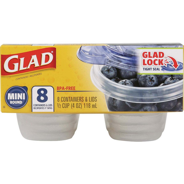 Glad 4 Oz. Clear Mini Round Container (8-Pack) BBP35043