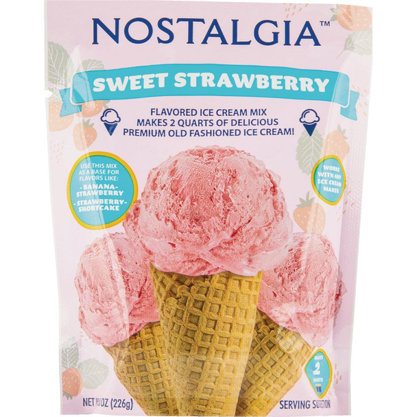 Nostalgia 8 Oz. Strawberry Individual Ice Cream Packet ICMX8STBR