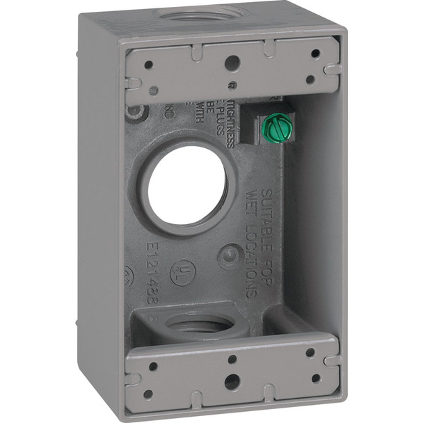 Southwire Single Gang 3/4 In. 3-Hole Gray Weatherproof Junction Box WB1375-UPC