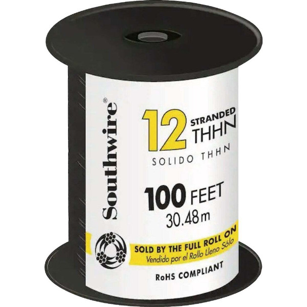 Southwire SIMpull 100 Ft. 12 AWG Stranded Black THHN Electrical Wire 22964184
