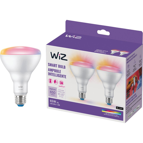 Wiz 65W Equivalent BR30 Medium Smart LED Light Bulb (2-Pack) 603654