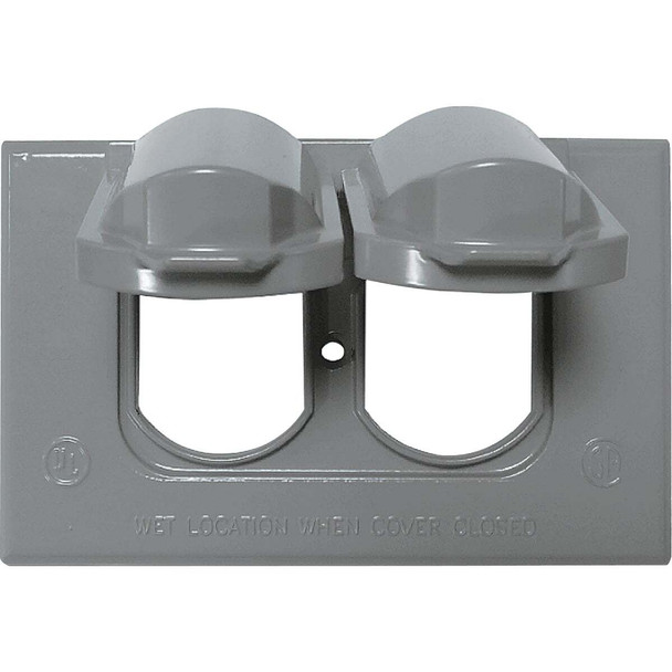 Southwire Single Gang Horizontal Gray Weatherproof Duplex Cover WCH1DUP-UPC