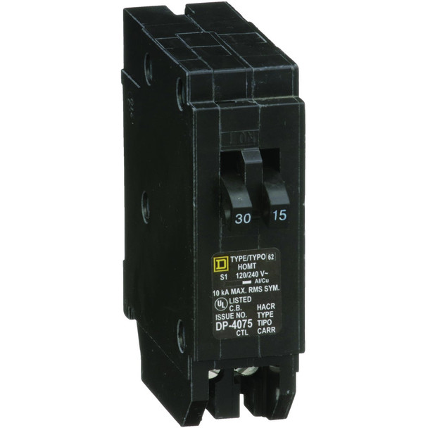Square D Homeline 30A/15A Twin Single-Pole Standard Trip Tandem Circuit Breaker
