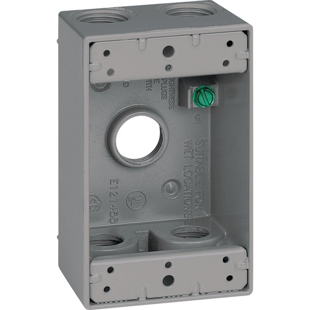 Southwire Single Gang 1/2 In. 5-Hole Gray Weatherproof Junction Box WB1550-UPC