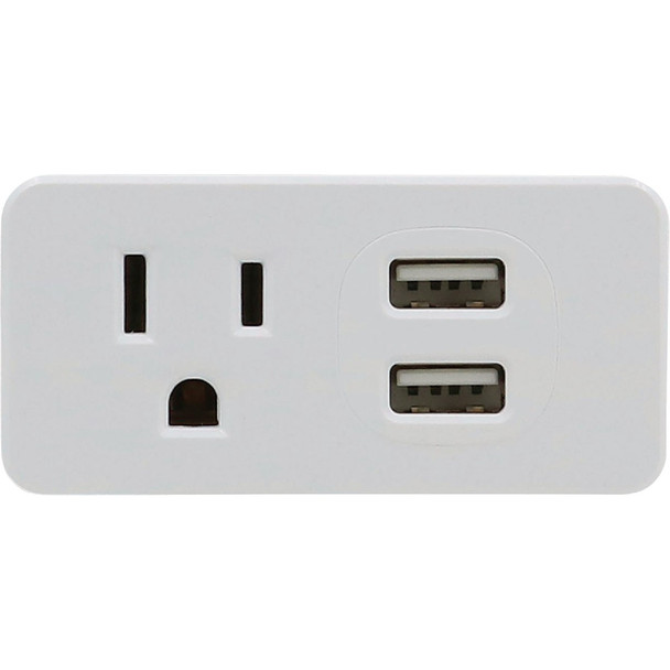 Prime Wire & Cable White 15A 1-Outlet Wall Tap With 2 USB-A PBU0012