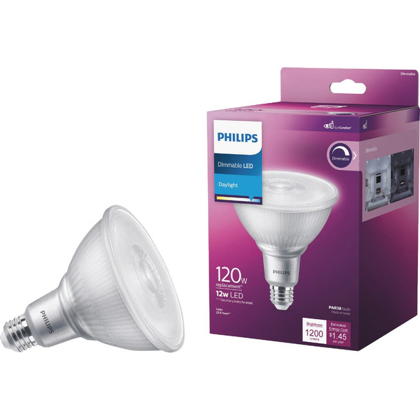 Philips 120W Equivalent Daylight PAR38 Medium Dimmable LED Floodlight Light Bulb