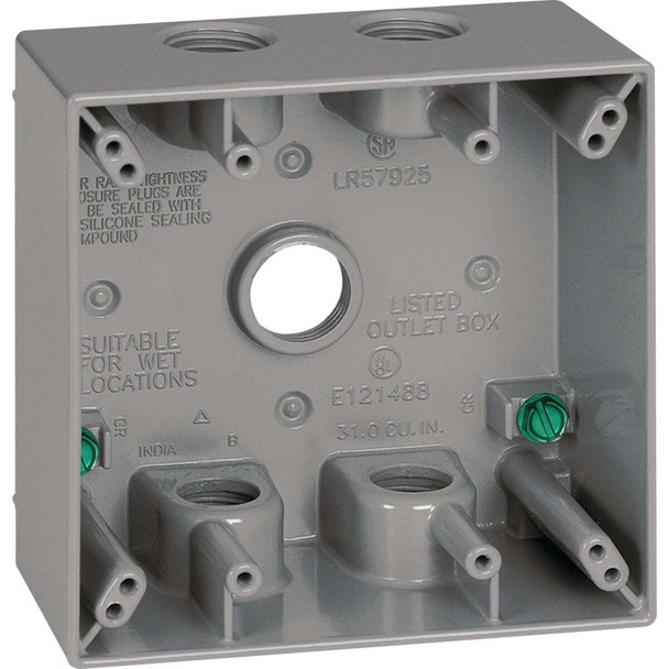Southwire Dual Gang 3/4 In. 5-Hole Gray Weatherproof Junction Box WB2575-UPC