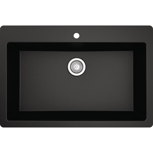 Karran 33 In. x 22 In. Black Quartz Drop-In Single Bowl Kitchen Sink QT-812-BL