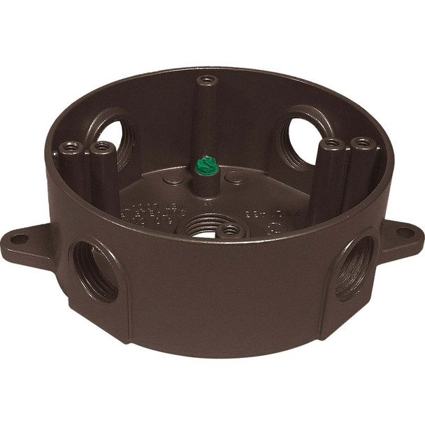 Southwire 4 In. Dia. 1/2 In. 5-Outlet Bronze Weatherproof Round Box WRB1550B-UPC