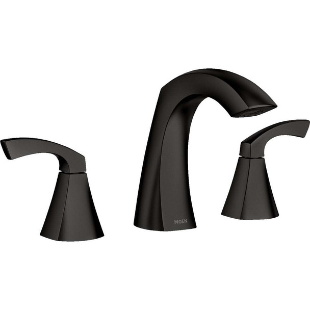 Moen Lindor 2-Handle Lever Widespread Bathroom Faucet, Matte Black 84504BL