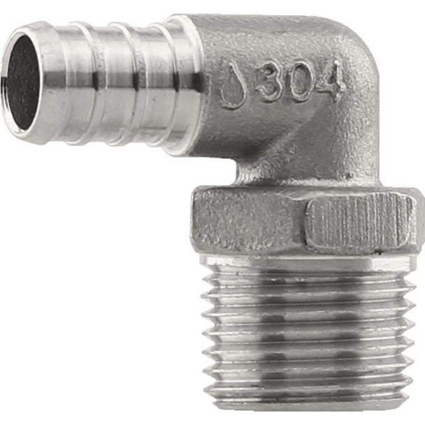 Plumbeeze 1/2 In. PEX x 1/2 In. Stainless Steel MPT Elbow PE-PS-ME05