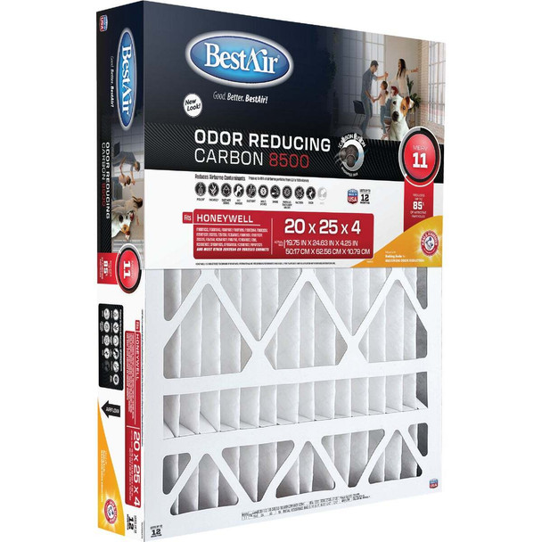 BestAir 20 In. x 25 In. x 4 In. MERV 11 Odor Reducing Carbon Furnace Filter