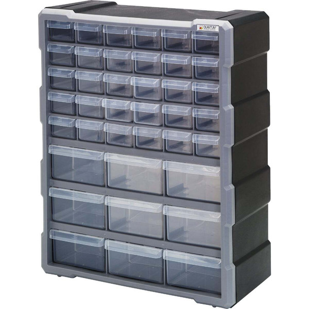 Quantum Storage 39-Drawer Clear Plastic Parts Drawer Cabinet PDC-39BK