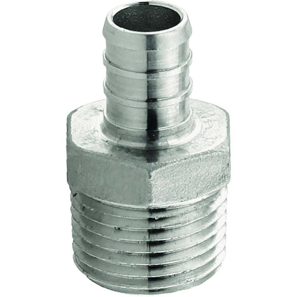 Plumbeez 1/2 In. x 1/2 In. MPT Stainless Steel PEX Adapter PE-PS-MA05