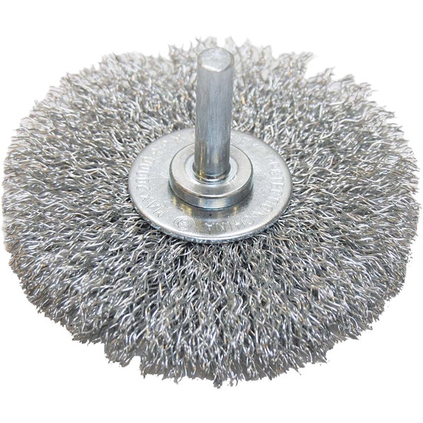 Weiler Vortec 3 In. Crimped, Coarse Drill-Mounted Wire Brush 36011