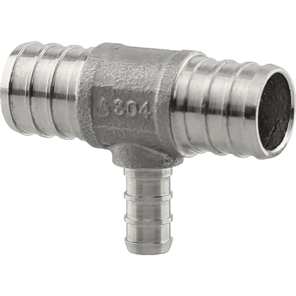 PlumbEeze 3/4 In. x 3/4 In. x 3/8 In. Stainless Steel PEX Tee PE-PS-T070703