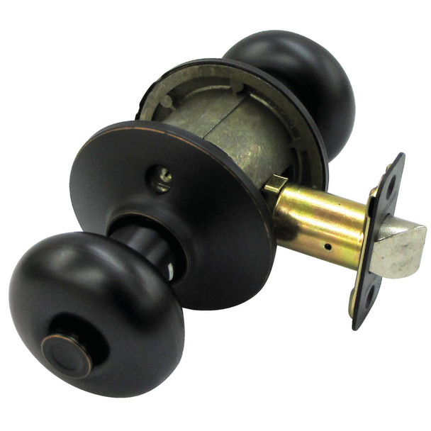 Schlage Plymouth Aged Bronze Bed & Bath Door Knob F40VPLY716