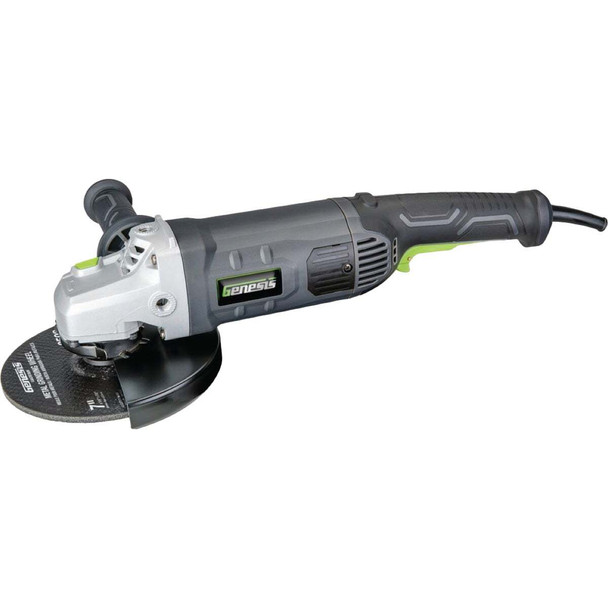 Genesis 7 In. 15 Amp Angle Grinder with 3-Position Side Handle & Wheel Guard