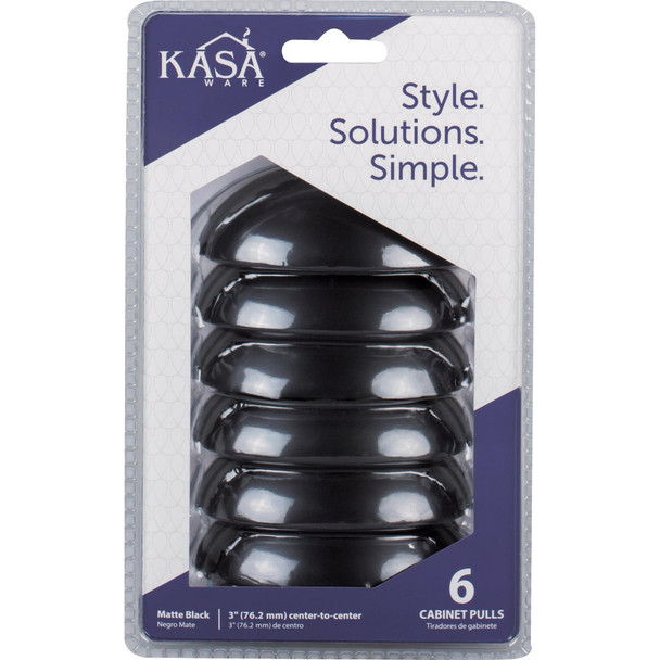 KasaWare Matte Black Cup Pull (6-Pack) K3833MB-6