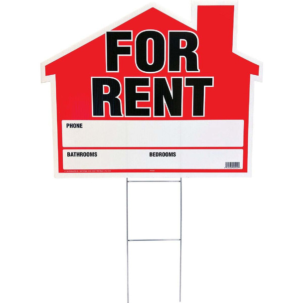 Hy-Ko Corrugated Plastic Sign, House For Rent RS-901 Pack of 5