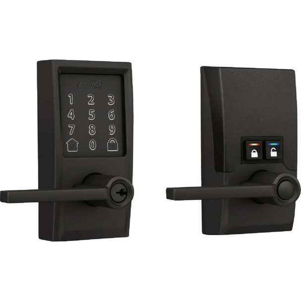 Schlage Encode Smart WiFi Matte Black Latitude Lever with Century Trim