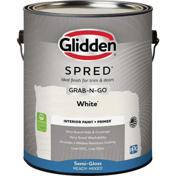 Glidden Spred Interior Paint + Primer Grab-N-Go Semi-Gloss White Gallon