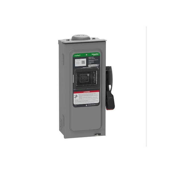 Safety Switch, Fusible, DPST, Single Phase, NEMA 3R, Indoor/Outdoor, Steel