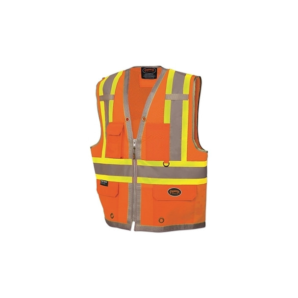 6672U/6673U HV 300D Oxford w/Mesh Back Surveyor Vest, 3X-Large, Orange