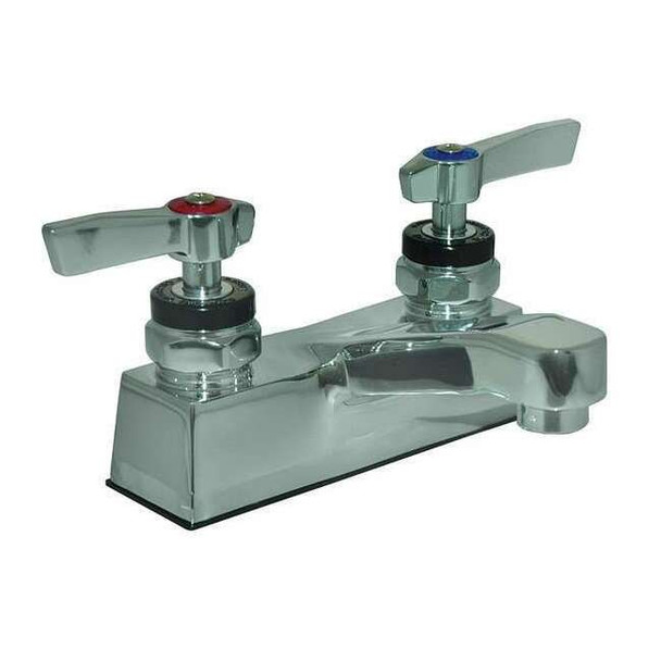 Bathroom Faucet Rigid Spout, Chrome Plated, 2 Holes, Blade Handle