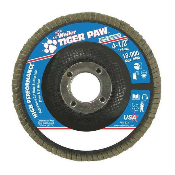 Weiler Abrasive Flap Disc, Coarse, 4-1/2 in. 98827