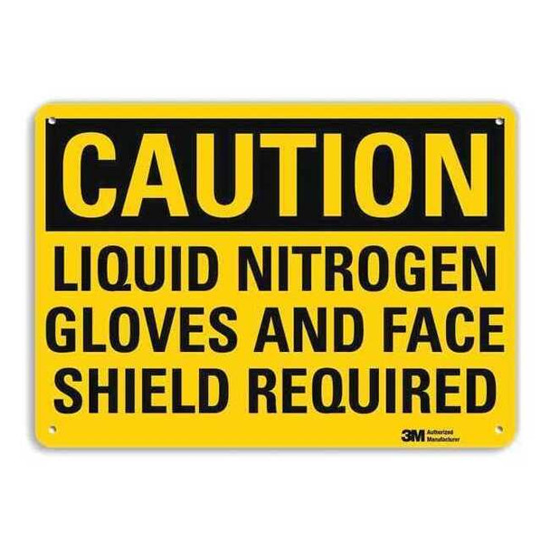 Caution Sign, 10 in Height, 14 in Width, Aluminum, Horizontal Rectangle, English