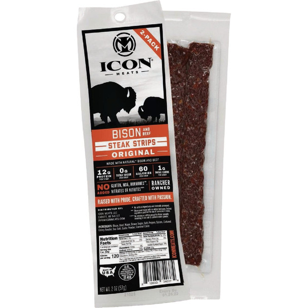 Icon 2 Oz. Original Bison Steak Strip Jerky 74037 Pack of 8