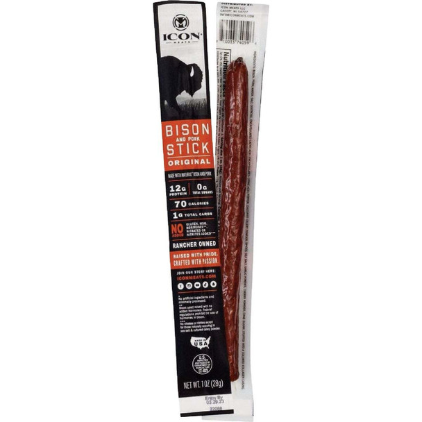 Icon 1 Oz. Original Bison Stick Jerky 74059 Pack of 24
