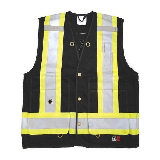 Viking Safety Vest,Black,2XL,29-1/2" L,Class 1 6165FR-XXL