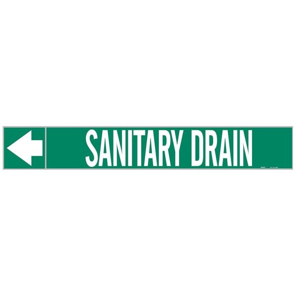Brady Pipe Marker,Sanitary Drain,2 In.H 73925