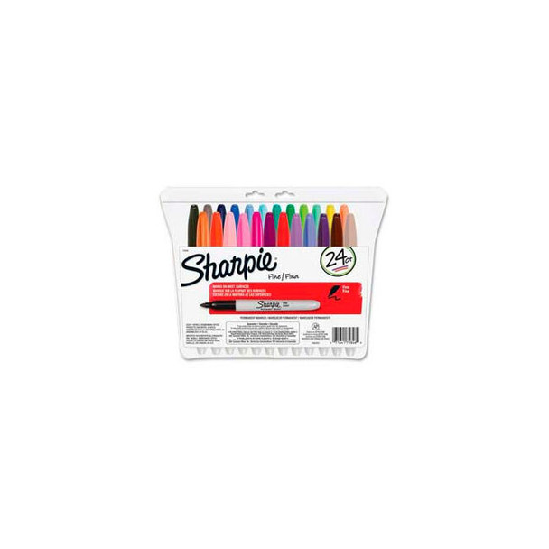 Sharpie Permanent Marker Fine Assorted Ink 24/Set