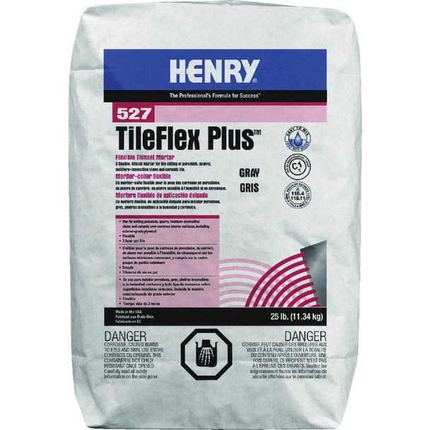 Henry 527 TileFlex Plus Gray Flexible Thin-Set Mortar, 25 Lb. 12262