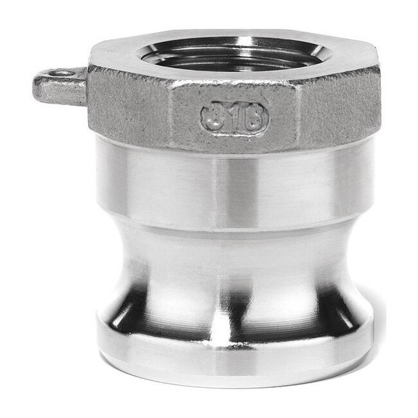 Cam and Groove Fitting, 304SS, A, 1-1/2" Adptr x 1-1/2" Female NPT