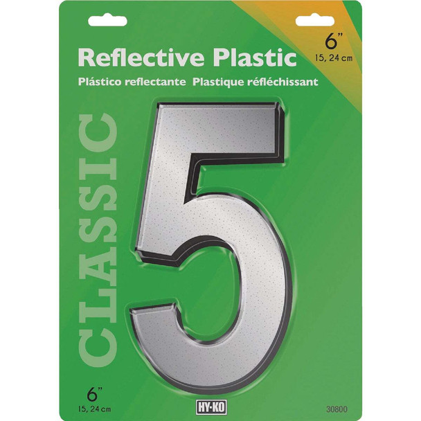 Hy-Ko 6 In. Reflective Plastic Number 5 30805