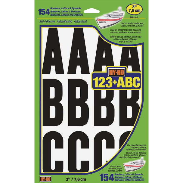 Hy-Ko 3 In. Black & White Numbers, Letters & Symbols MM-144-B