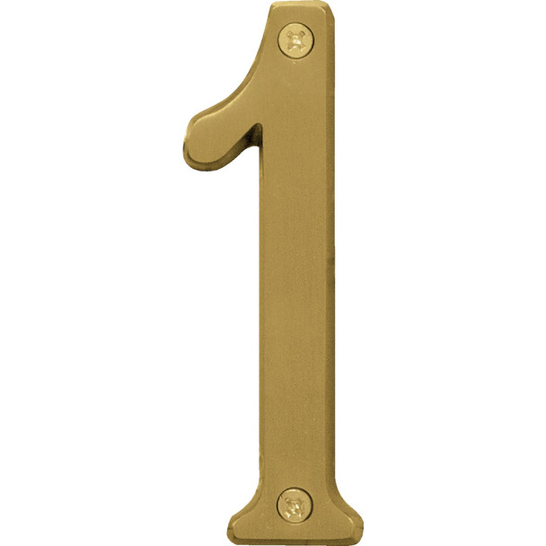 Hy-Ko 4 In. Brushed Brass Number 1 BR-43BB/1