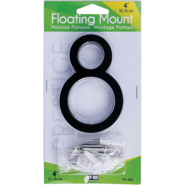 Hy-Ko 4 In. Black Floating Mount Number 8 FM-4BK/8