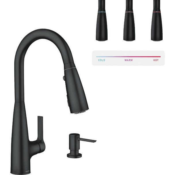 Moen Haelyn 2-Handle Pull-Down Kitchen Faucet with ColorCue, Matte Black
