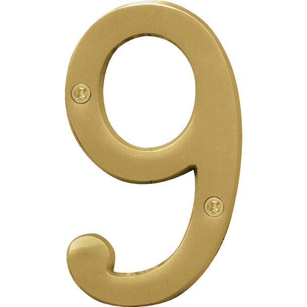 Hy-Ko 4 In. Brushed Brass Number 9 BR-43BB/9